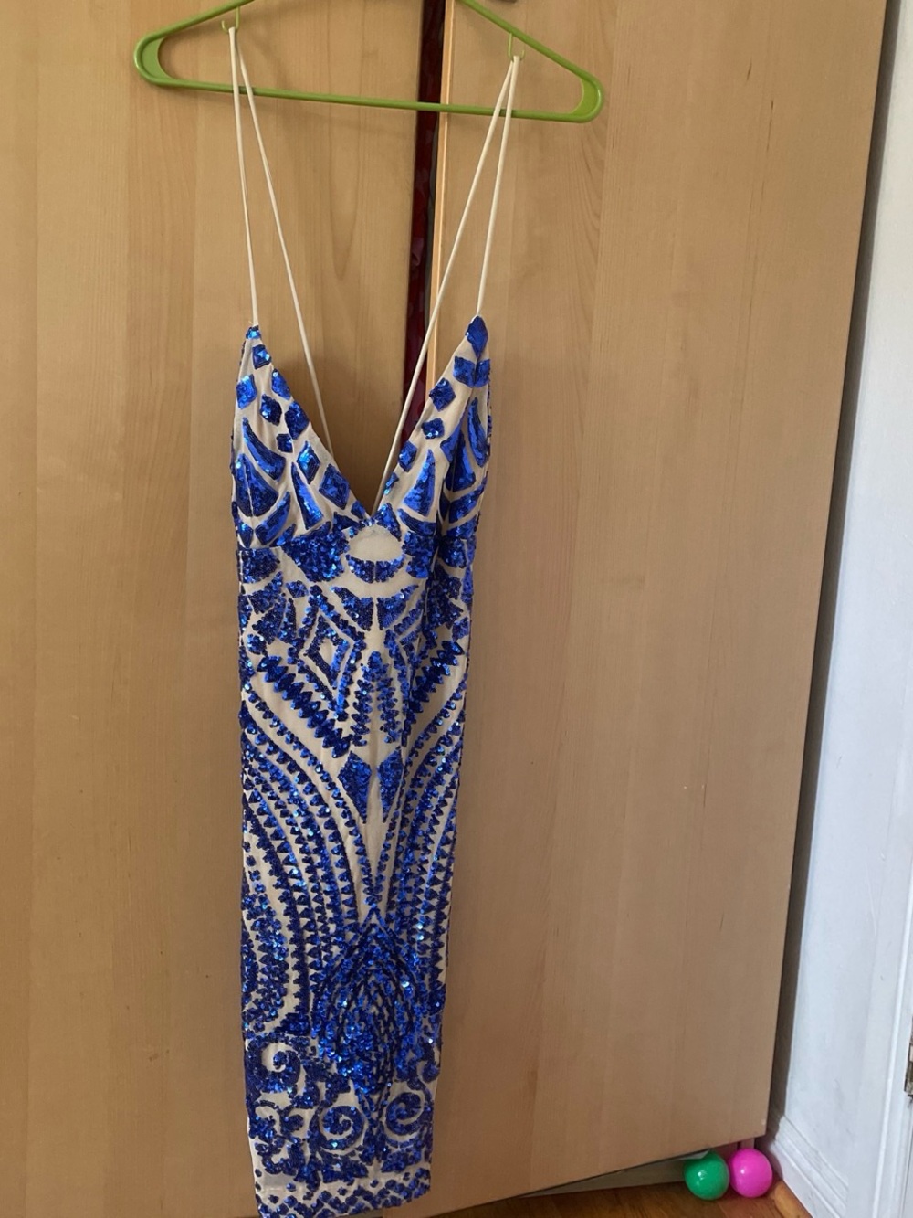 Fashion Nova Royal Blue Sequin Midi Slip Dress
